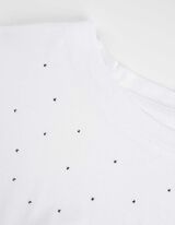 Marškinėliai - Dekoratyvūs perlai - baltas