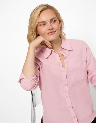 Hemdbluse - Soft-Touch - Rosa