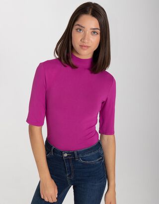 T-shirt - Viscose m&eacute;lang&eacute;e - Lilas fonc&eacute;