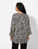 Bluse - Allover-Muster - schwarz