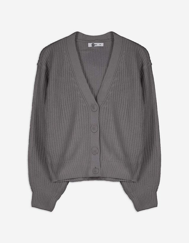 Cardigan - Rippstrick - dunkelgrau