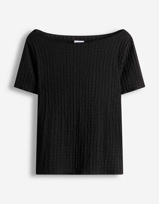 T-shirt - Encolure carmen - Noir