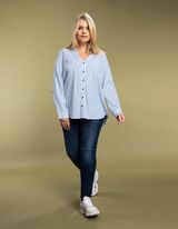 bluzka koszulowa - dekolt serafino - niebieski