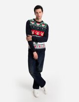 Pulover de tricot - Crăciun - Albastru inchis