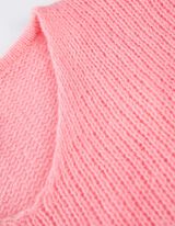 Pleteni pulover - V-izrez - roze