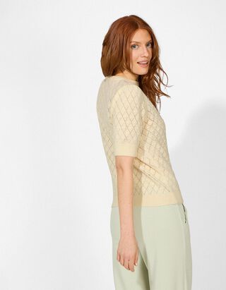 Pullover - Kurze &Auml;rmel - hellgelb