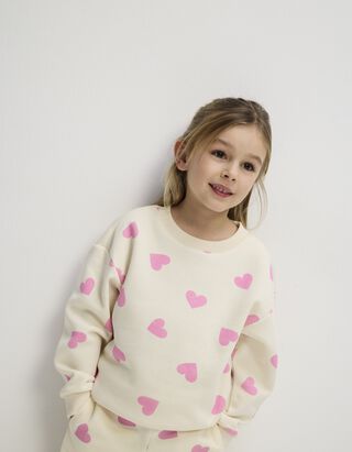 Sweatshirt - Allover-Muster - beige