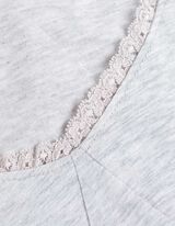 Langarmshirt - Spitzenbesatz - grau