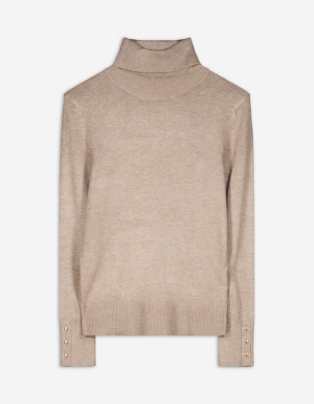 Maglia a manica lunga - Bottoni decorativi - beige