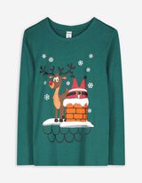 Langarmshirt - Christmas - dunkelgrün