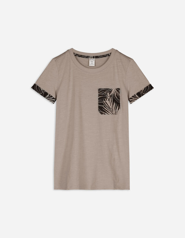 Tricou - Mâneci cu manșete fixe - Maro deschis