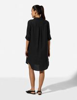 Kleid - Hemdkragen - Schwarz
