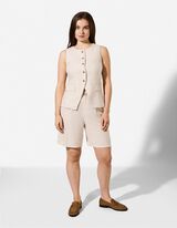 Gilet - Aspect lin - Beige