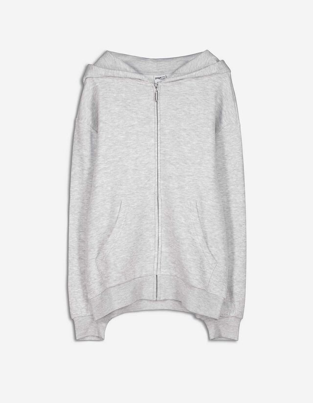 Felpa aperta - Loose Fit - grigio chiaro