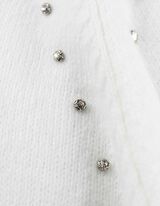 Pulover de tricot - Pietricele decorative - Alb