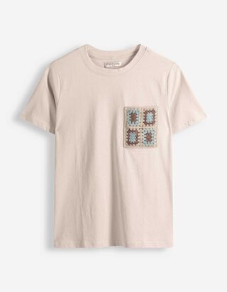 T-Shirt - H&auml;kelspitze - beige