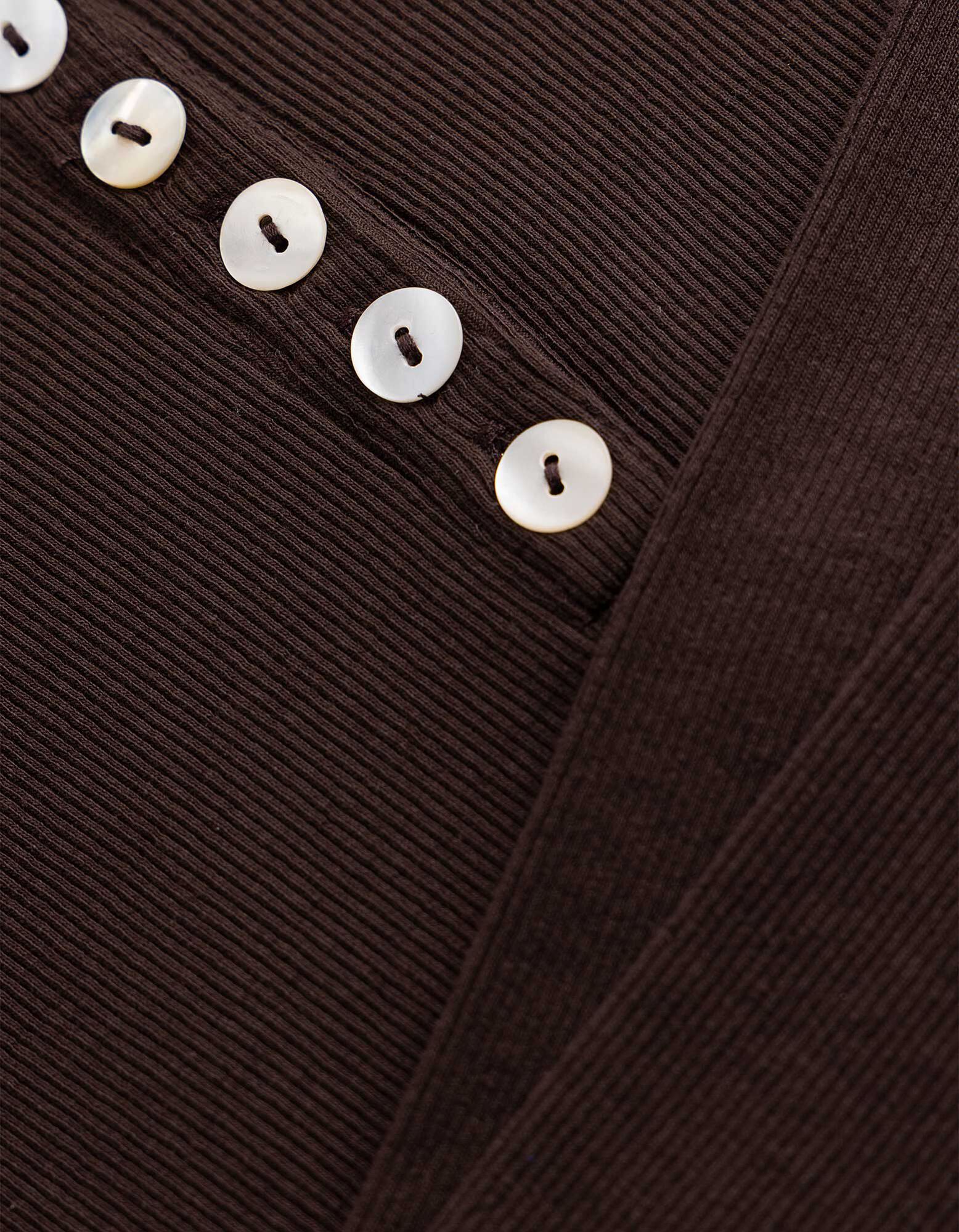 Langarmshirt - Zierkn&ouml;pfe - Dunkelbraun