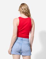 Crop modrček - Fina rebrasta tkanina - rdeca