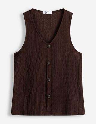 Stricktop - Knopfleiste - Dunkelbraun