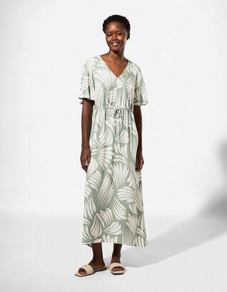 Kleid - Allover-Print - t&uuml;rkis