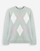 Pullover - Geometrisches Muster - Hellgr&uuml;n