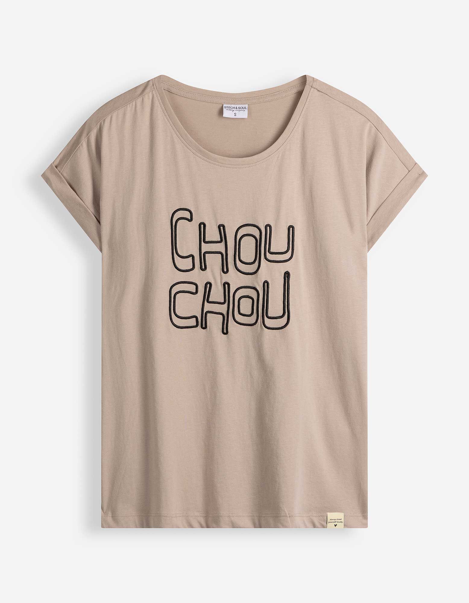 T-Shirt - Stickerei - Beige