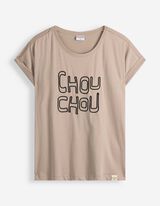T-Shirt - Stickerei - Beige