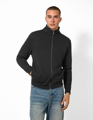 Sweatjacke - Rei&szlig;verschluss - Schwarz