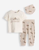 Set aus T-Shirt und Hose - 3er-Pack - Beige