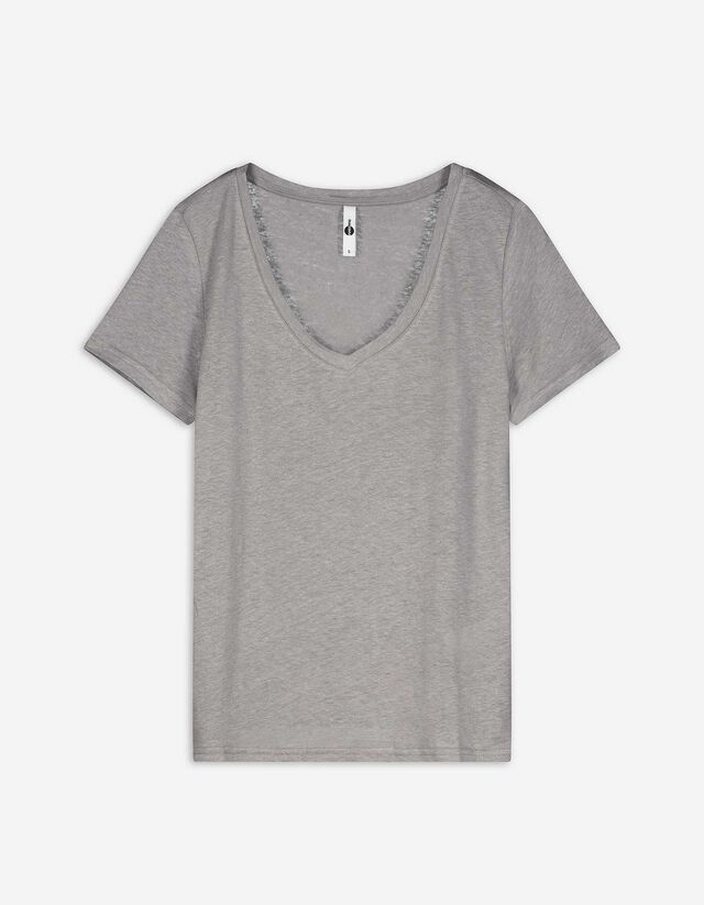 T-shirt - Misto lino - grigio chiaro