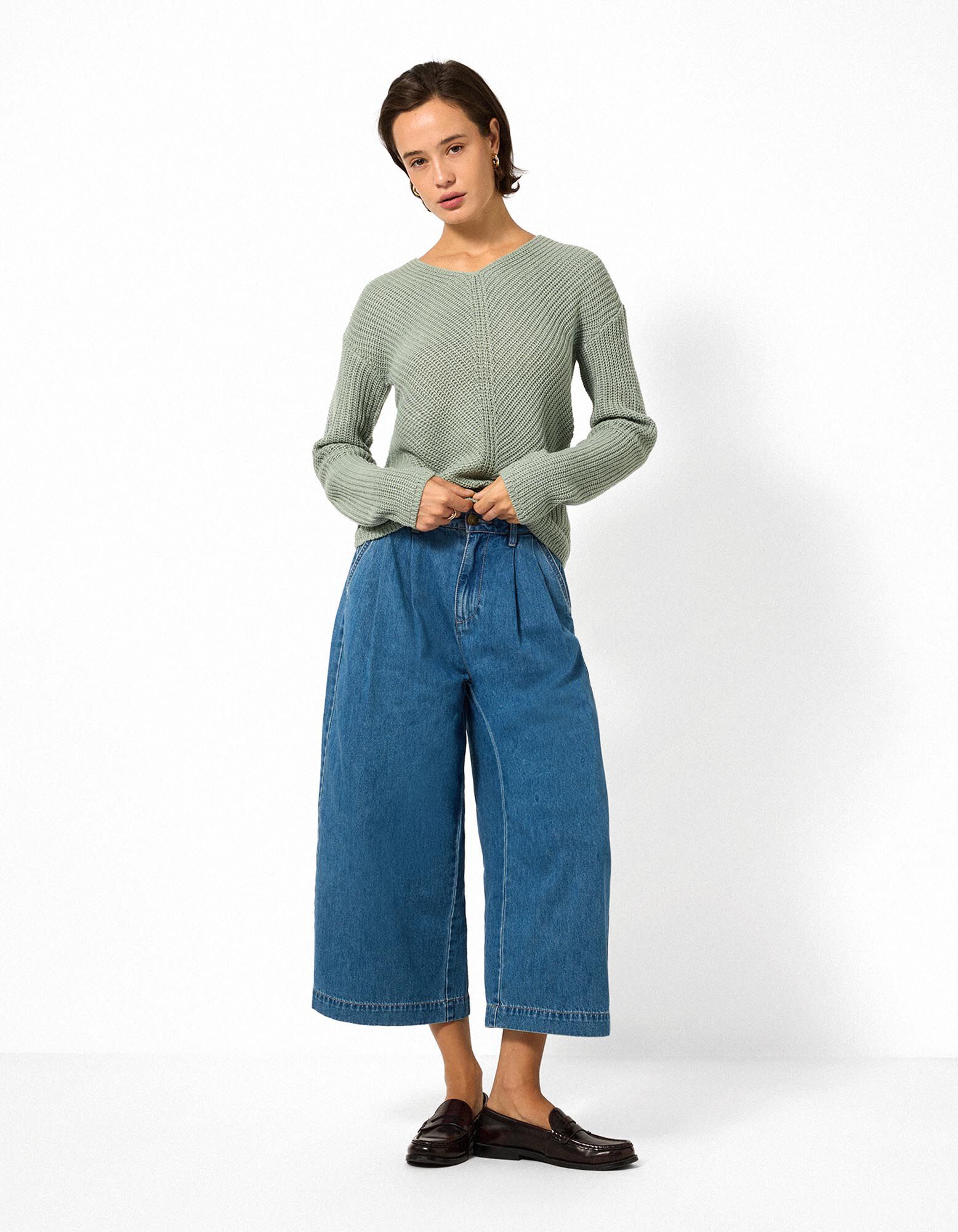 Trui - V-hals - Kaki
