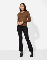 Strickpullover - Rundhals-Ausschnitt - hellbraun