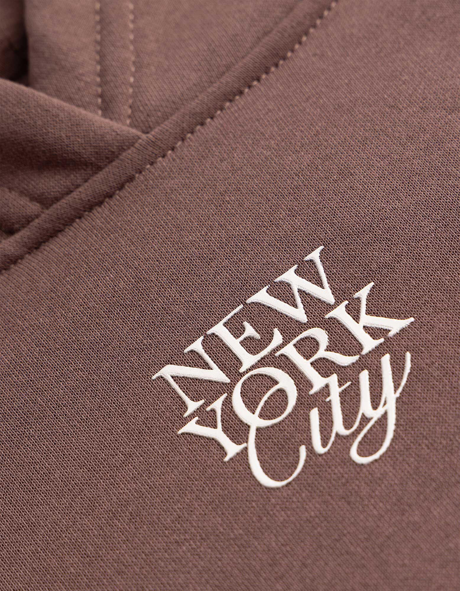 Hoodie - Print - Braun