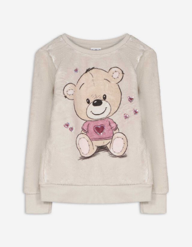 Sweatshirt - Paillettenbesatz - beige