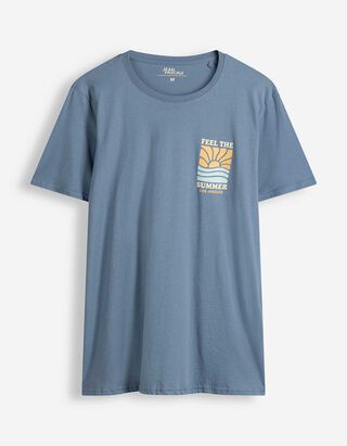 T-Shirt - Print - Hellblau