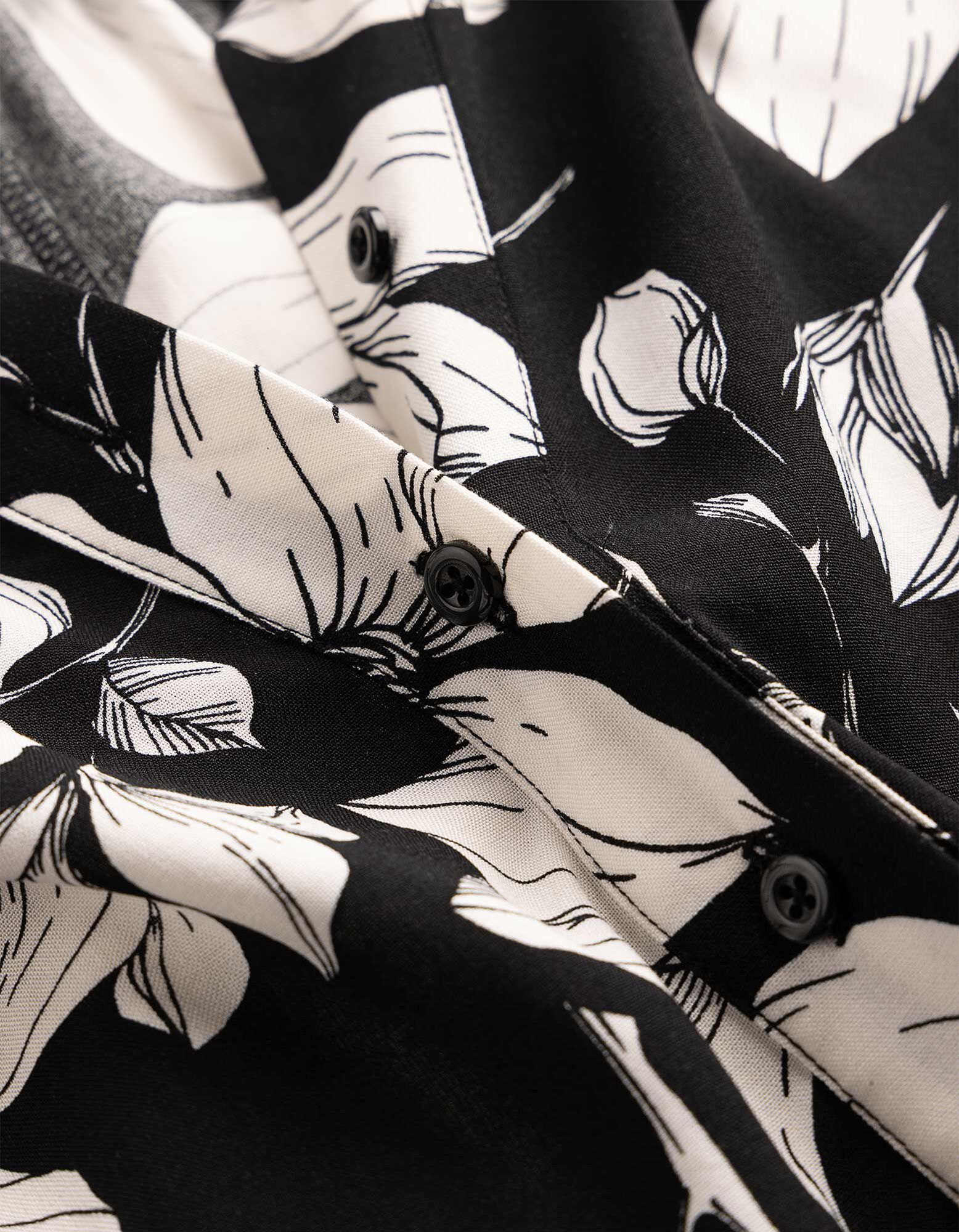 Blouse - Motif floral - noir