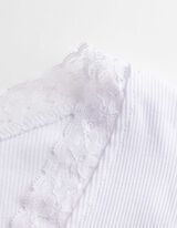 Langarmshirt - Spitzenbesatz - weiß