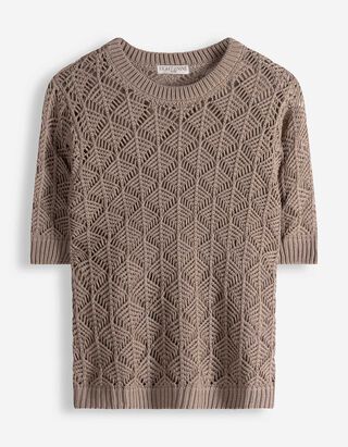 Pullover - Karomuster - hellbraun