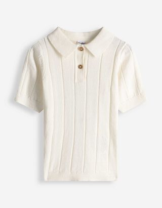 Poloshirt - Strick - wei&szlig;