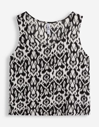Blusentop - Allover-Print - Schwarz