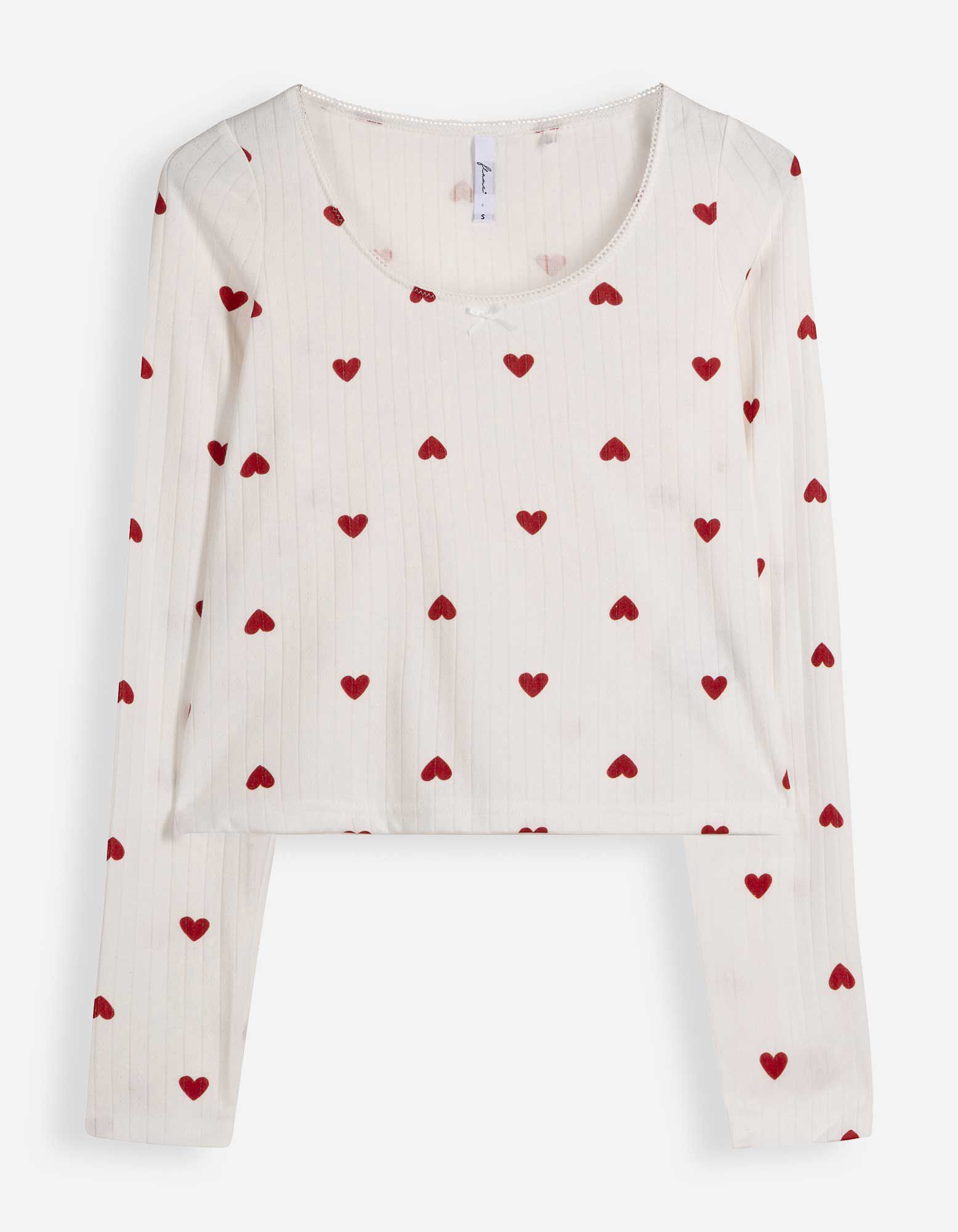 Pyjama Set aus Shirt und Hose - Strukturiertes Material - Off-White