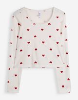 Pyjama Set aus Shirt und Hose - Strukturiertes Material - Off-White