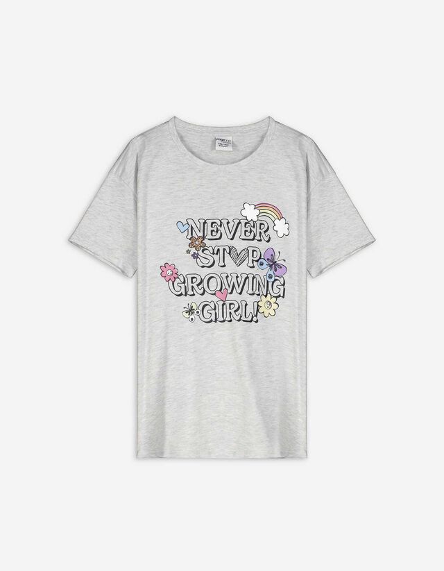 T-shirt - Print - lichtgrijs
