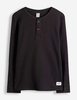Langarmshirt - Waffelstruktur - Dunkelgrau