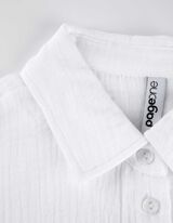 Bluză cu m&acirc;necă lungă - Muselină - Alb