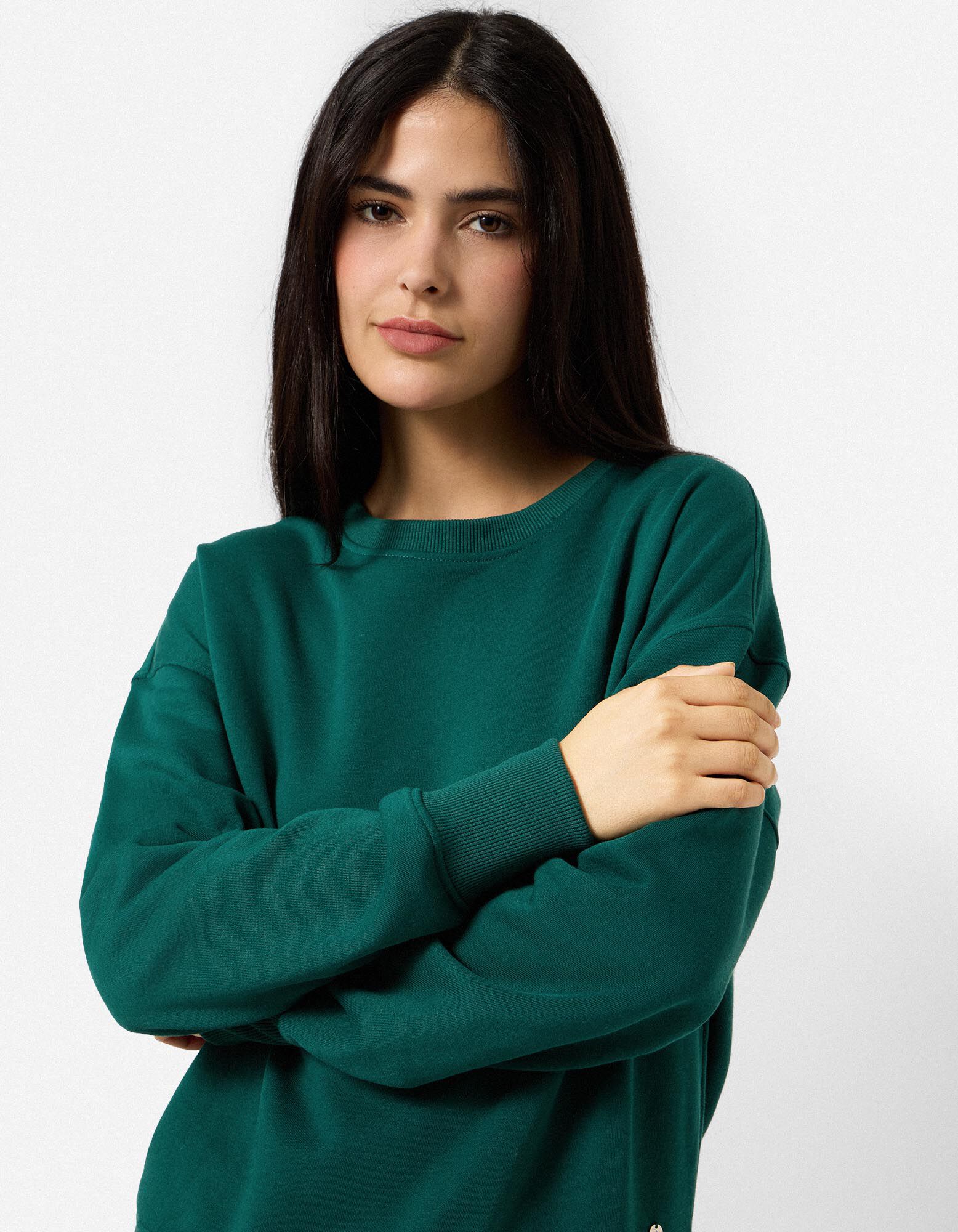 Sweatshirt - Oversized Fit - Dunkelgr&uuml;n