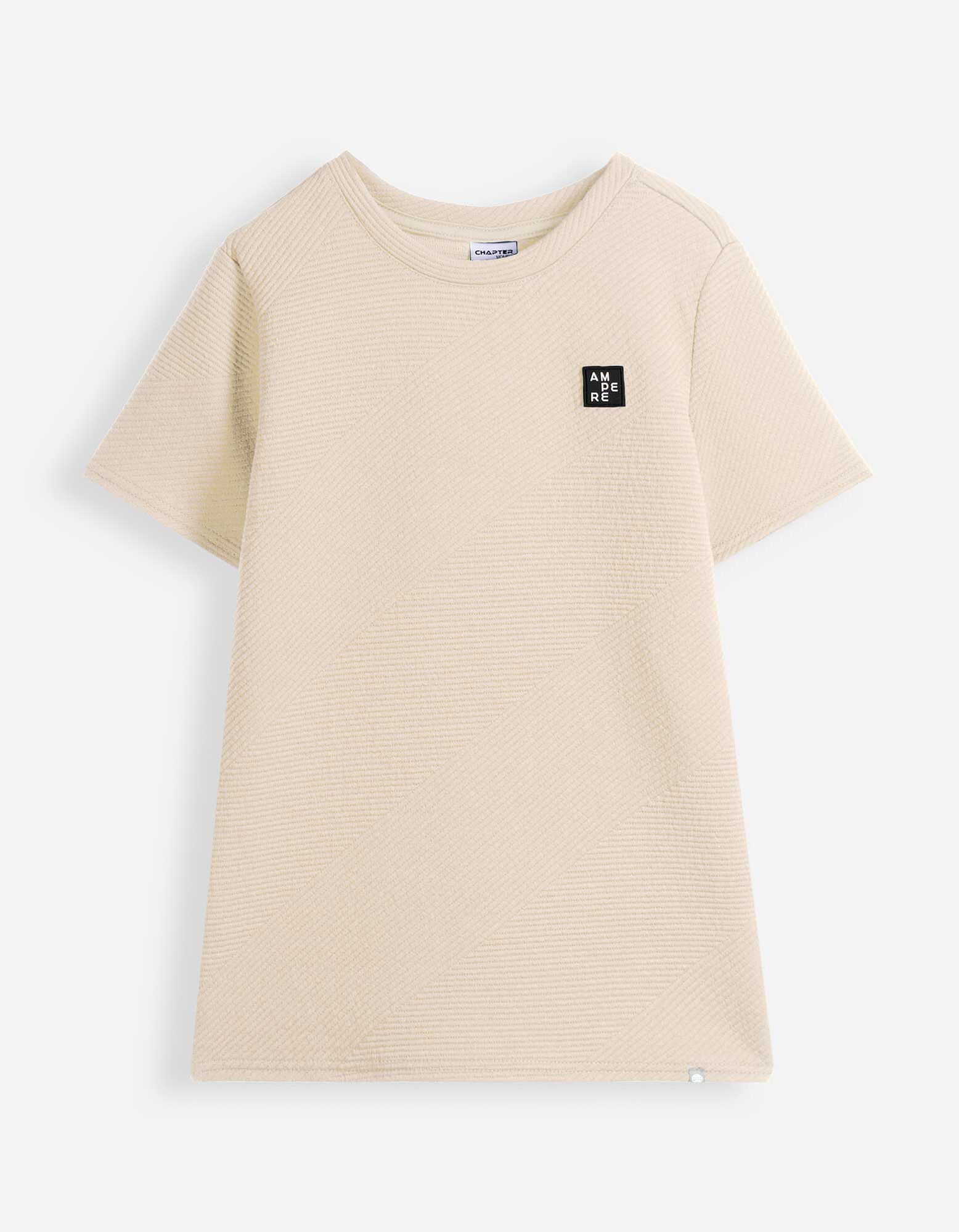 T-Shirt - Gerippt - Hellgrau