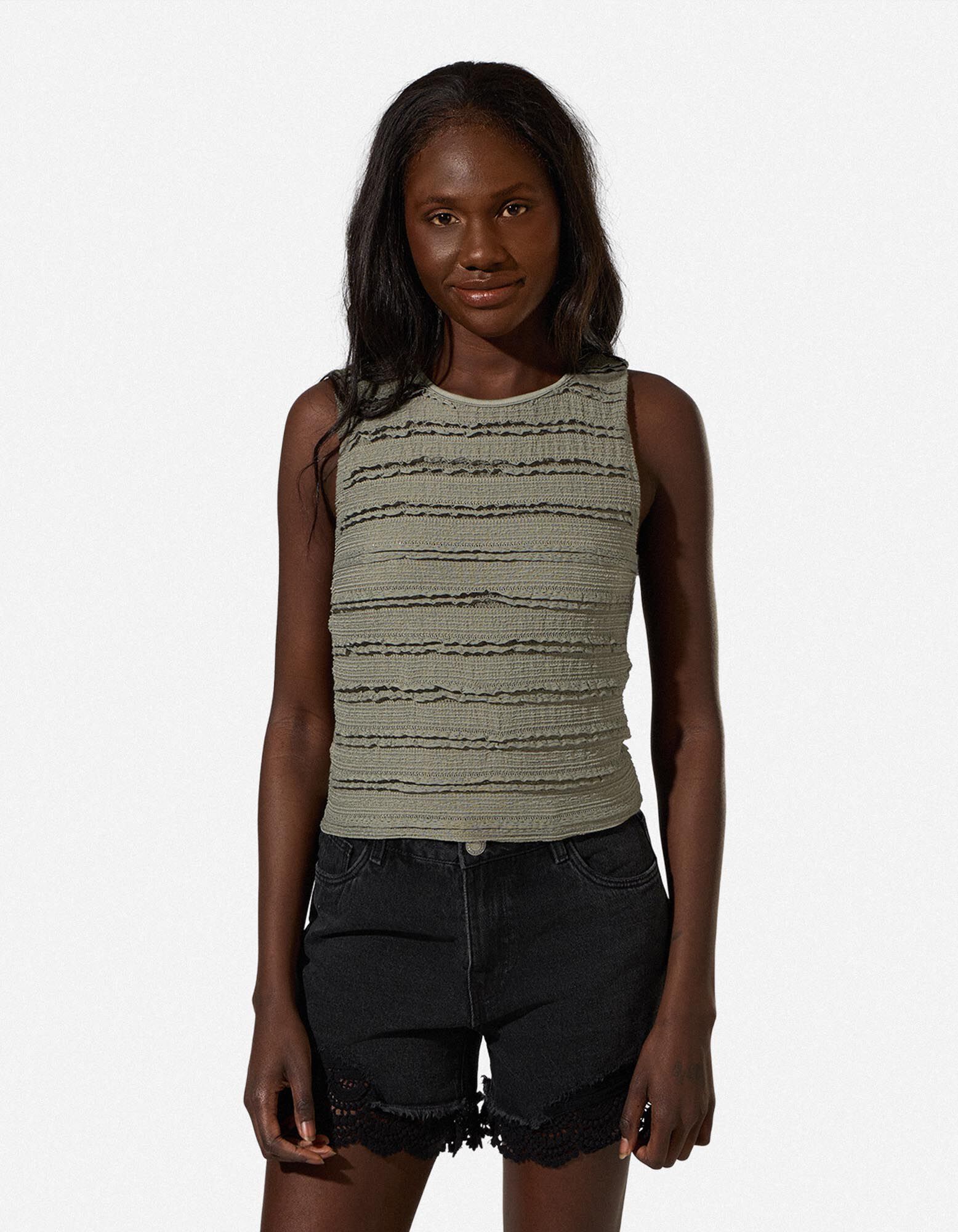 Cropped Top - Spitze - Gr&uuml;n