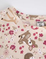 Bluză de corp cu mânecă lungă - Imprimeu allover - Bej