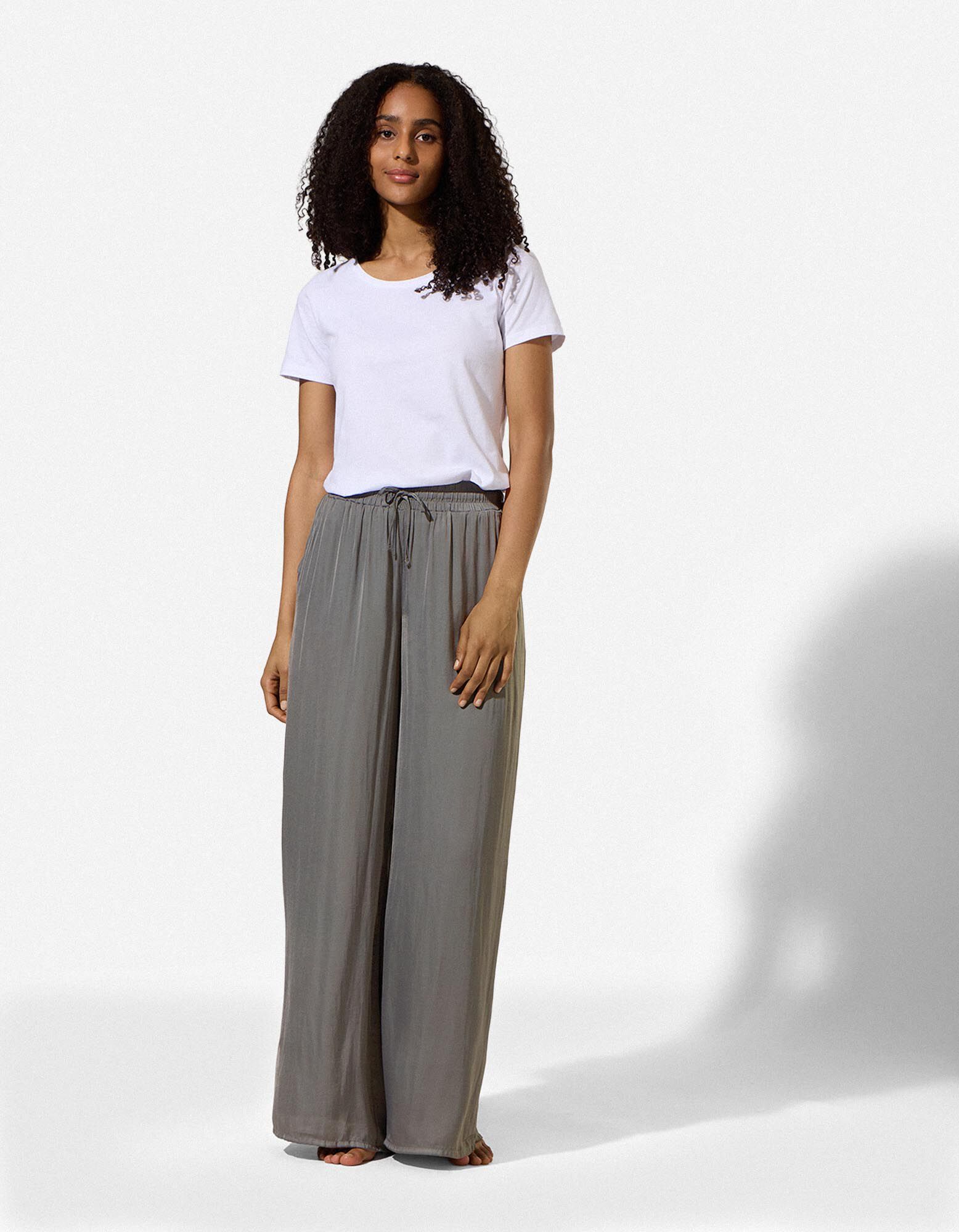 Pyjamahose - Satin - Khaki